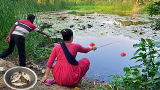 Unique Hook Fishing🎣🎣|| Two Village fisharman Fishing in the pond catch fish | hook fishing video