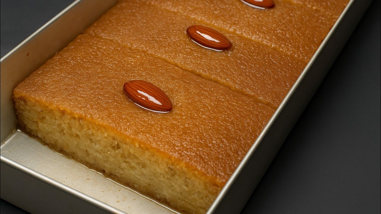 قلب اللوز بالسميد المتوسط بطريقة سهلة وناجحة 💯 بدون تعب ولا خلاط#اكسبلور 