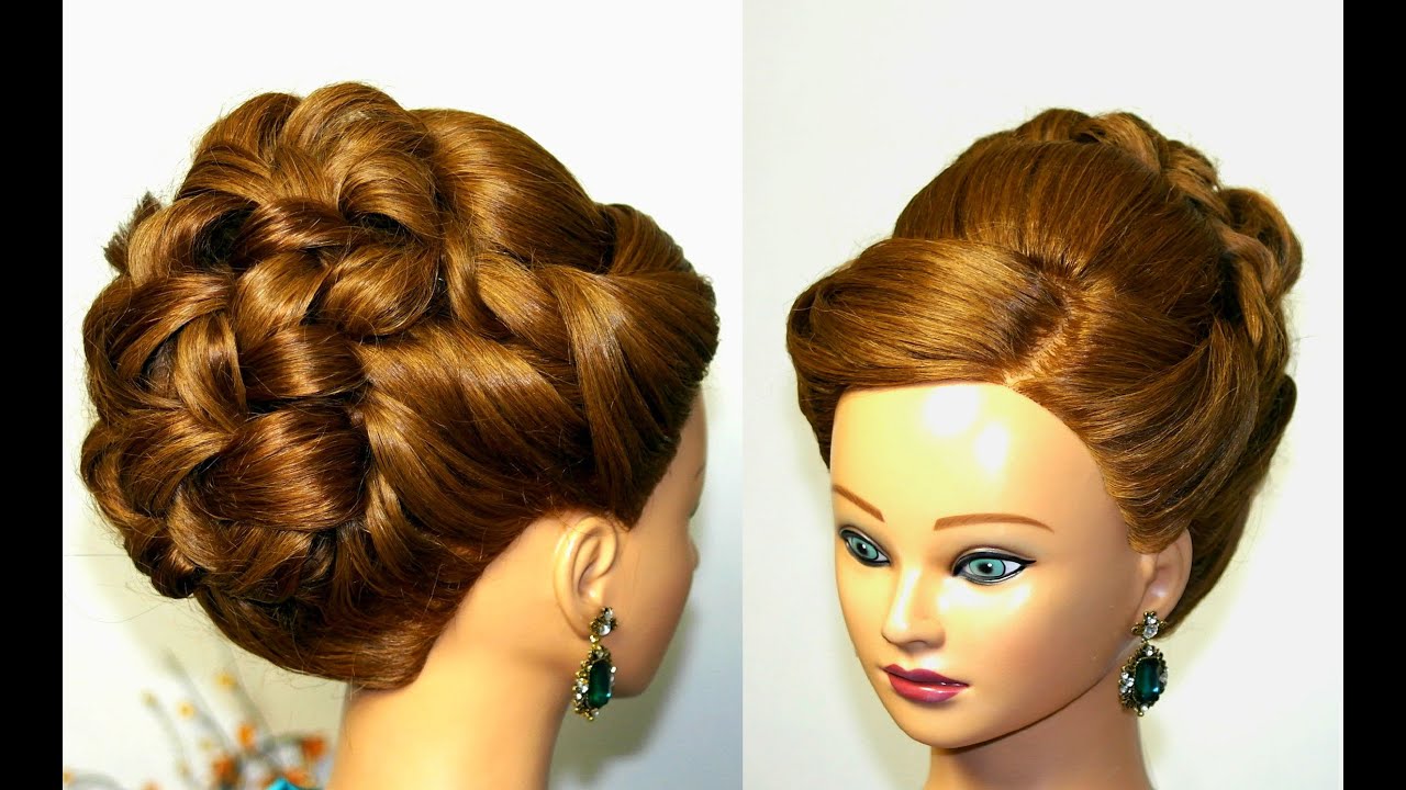 Wedding prom hairstyle for long hair. Updo tutorial. - YouTube