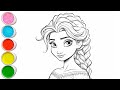 Cute Elsa Frozen Drawing for kids, Painting & Coloring for kids, Toddlers | Let's Draw Together