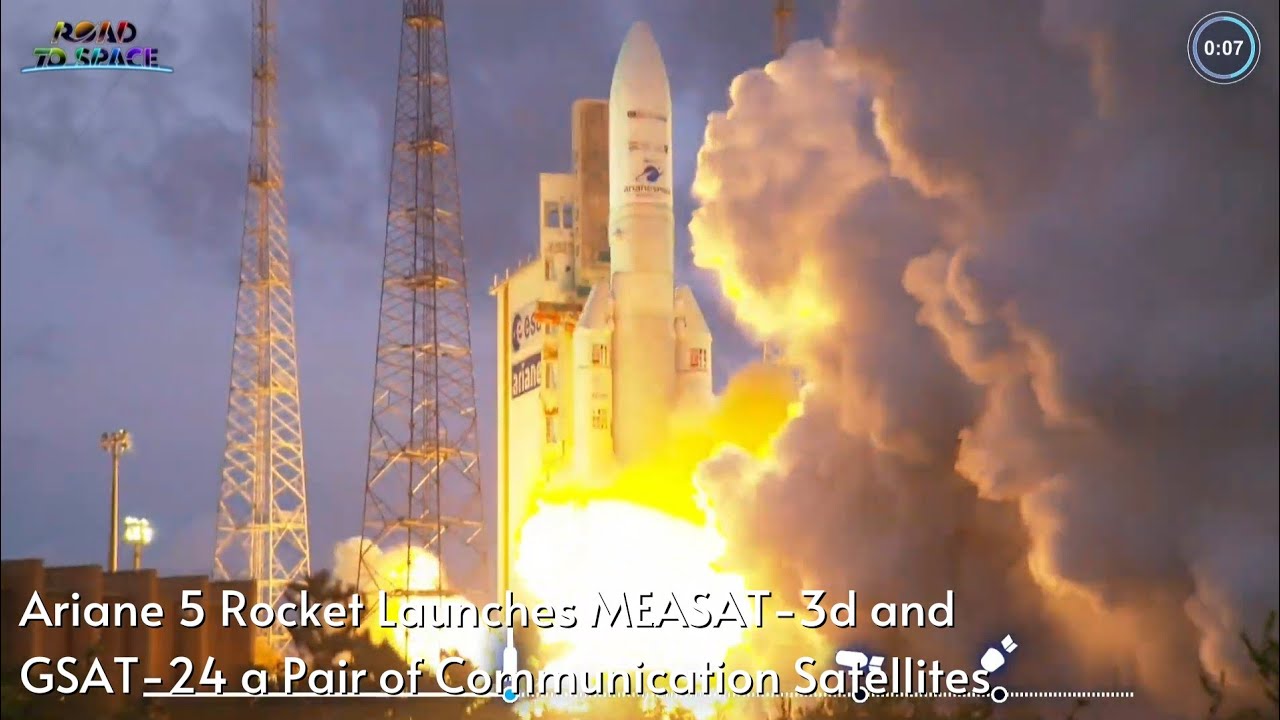 Ariane 5 rocket launches MEASAT-3d & GSAT-24 a pair of communication satellites