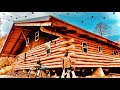 Man builds huge amazing log house from crooked trees in 9 months  full build timelapse