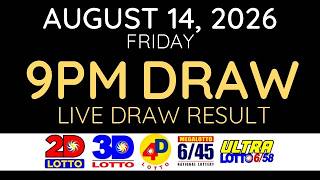 LIVE PCSO Lotto Result Today 9pm August 14 2026 - Ez2 Result and Swertres Result