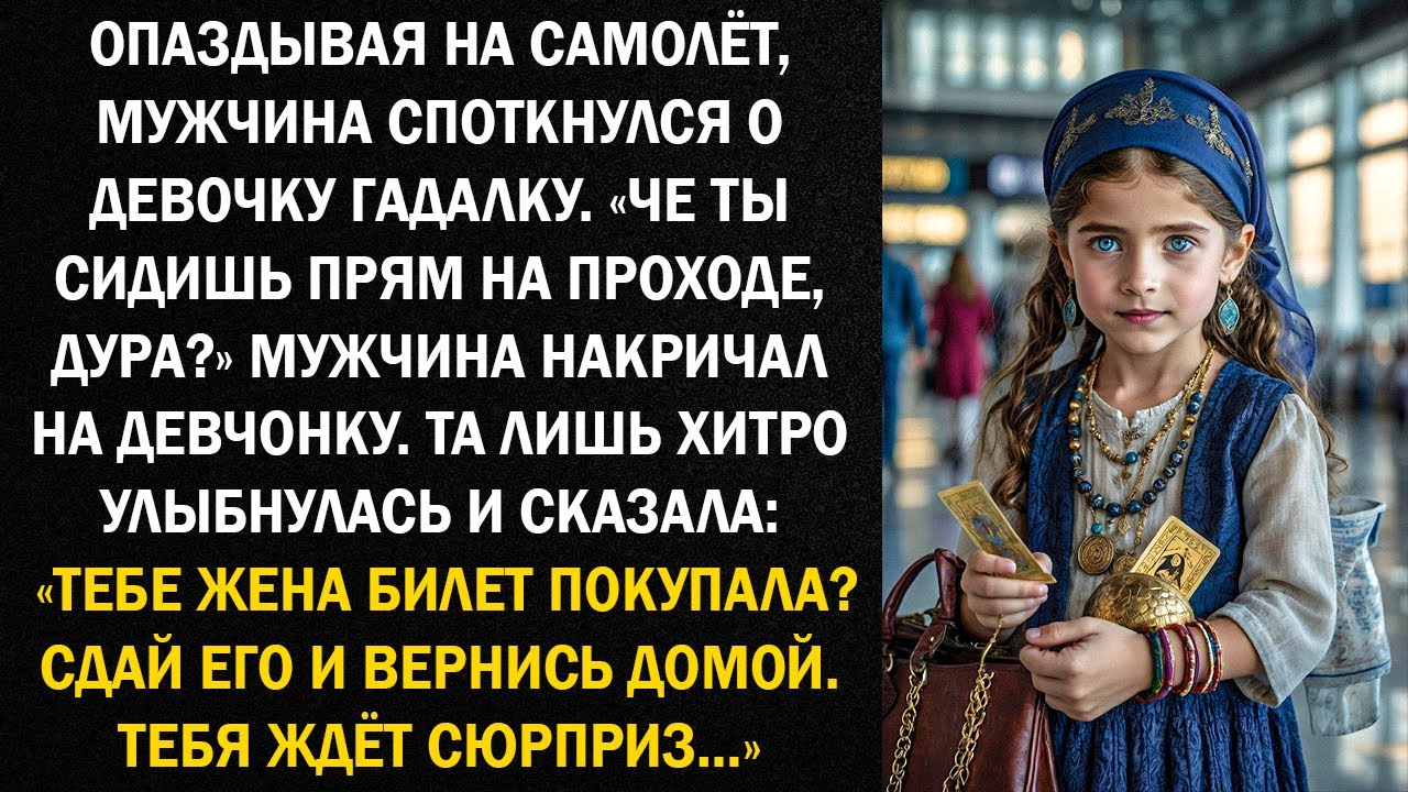 Опаздывая на самолёт, мужчина споткнулся о девочку гадалку. «Че ты сидишь прям на проходе, дура?»