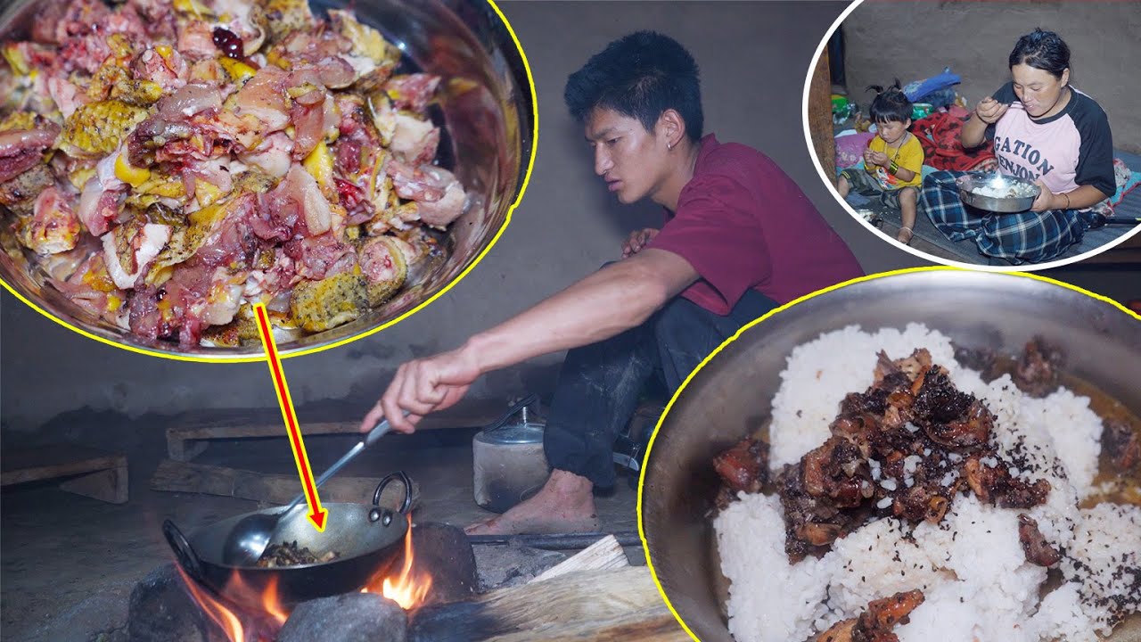 Husband Caring his Postpartum wife II Sanjip Cooking local Chicken soup for Jina@Pastoral  Life of Nepal