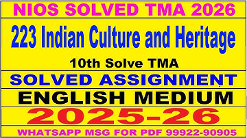 nios Indian Culture and Heritage 223 solved assignment 2025-26 | nios 223 tma solved 2025-26
