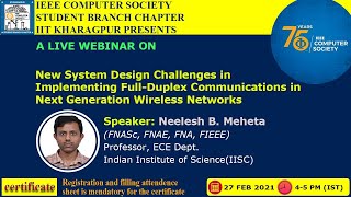 Webinar On: Design Challenges in Implementing Full-Duplex Communications in NextG Wireless Network