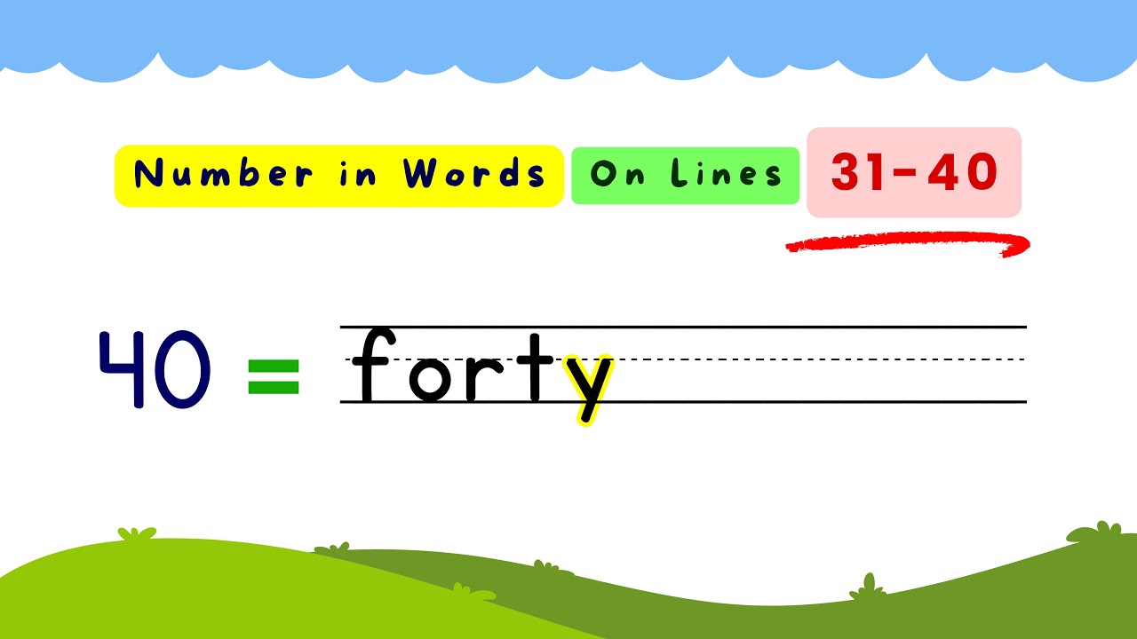 Number Names 31 to 40 on Lines | Numbers Spelling for Kids | Number in ...