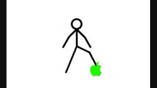 Interactive Stick figure game step on apple