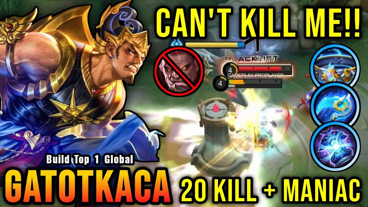 100% IMMORTAL!! Gatotkaca New Offlane Build, Insane 20 Kills!! - Build Top 1 Global Gatotkaca ~ MLBB