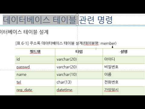 [PHP 프로그래밍 2018년 41강] MySql 데이터베이스 member 테이블 만들기 복습