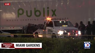 Car, Publix 18-wheeler collide outside distribution center in Miami Gardens