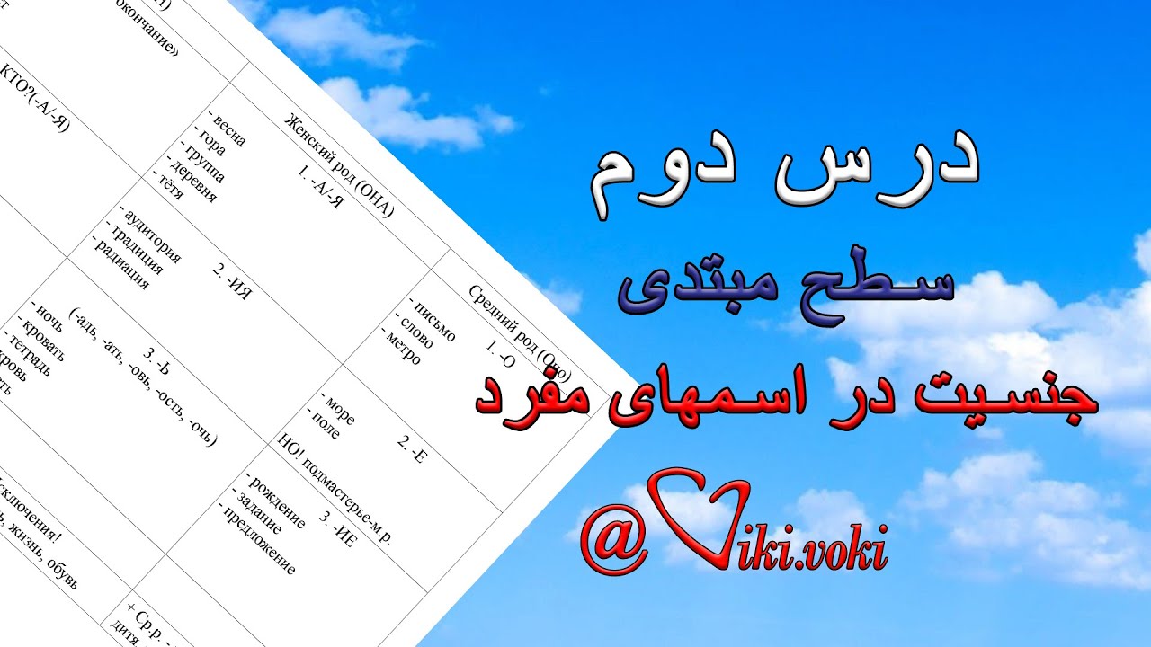 آموزش زبان روسی درس دوم مبتدی(جنسیت اسمها