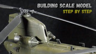 Building plastic models  American helicopter Chinook / Step by step