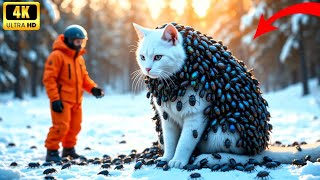 "Heroic Rescue: White Cat Saved from Beetle Infestation in Snowy Forest! (Emotional Ending)"