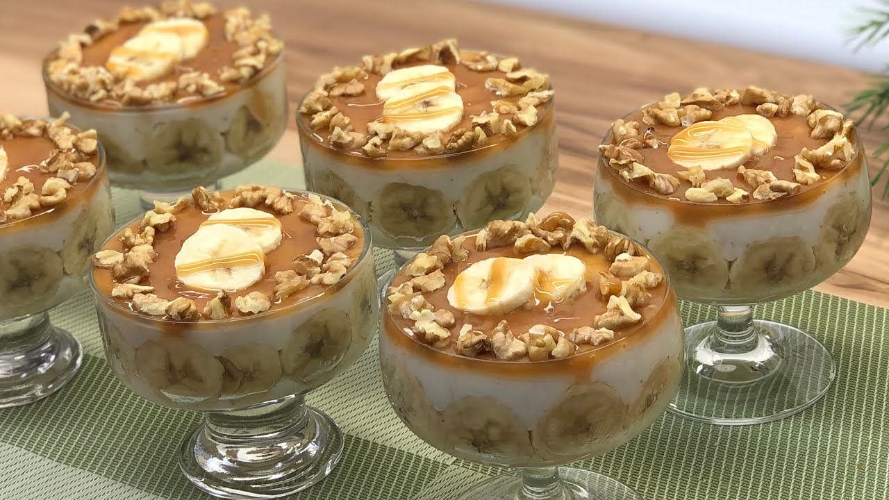 مهلبية الموز والكراميل الذ طعم وبطريقة سهلة