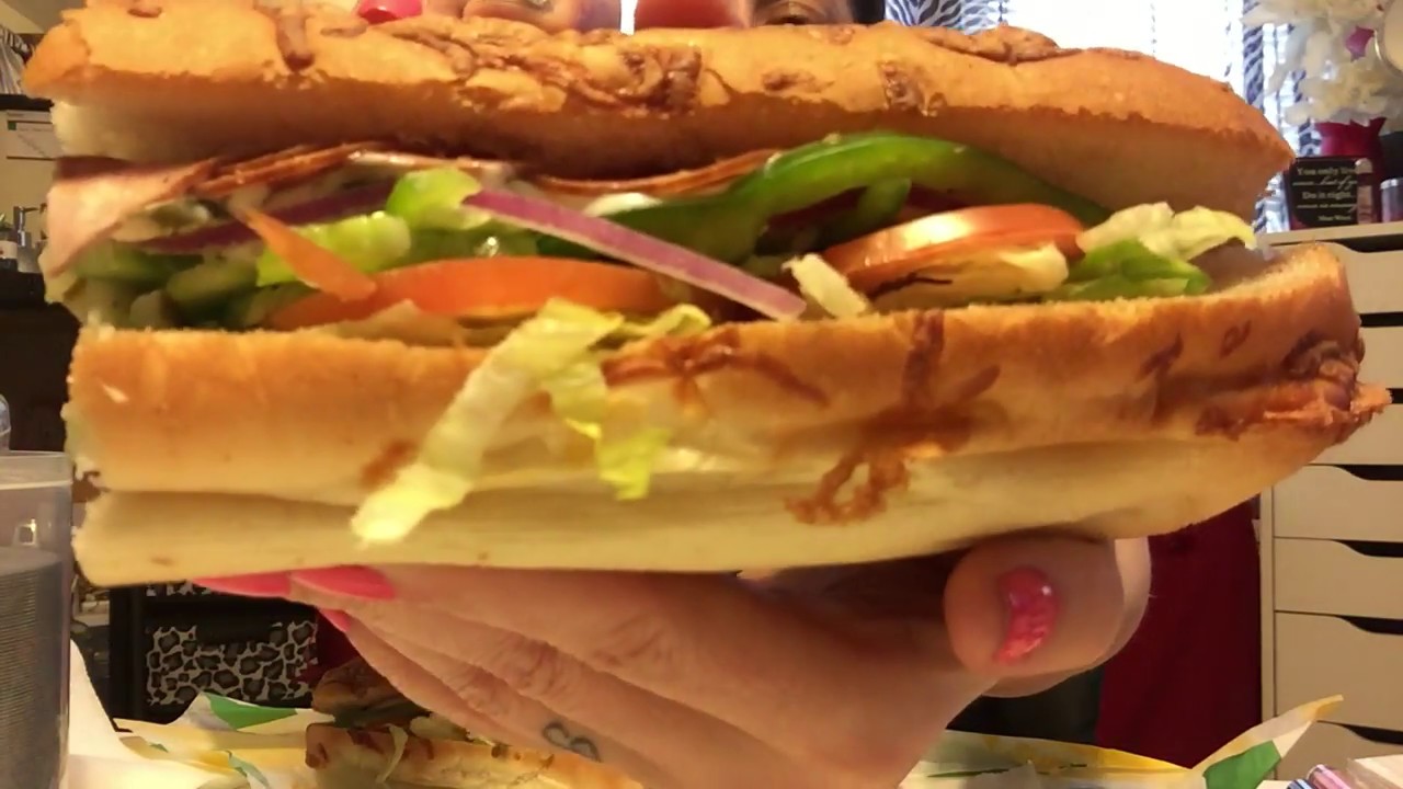 EATING SUBWAY MUKBANGHAM N CHEESE FOOTLONG Angie's Life YouTube