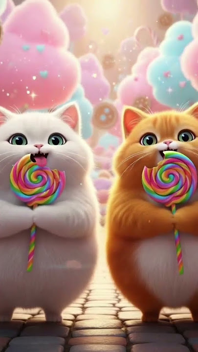Two cats eating a lollipop – the sweetest duo ever! 🐱🍭💞 #shorts #viral #trending #fyp #cat #cute