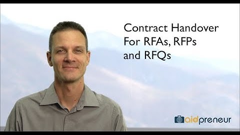 Introduction to Contract Handover for RFAs, RFPs and RFQs