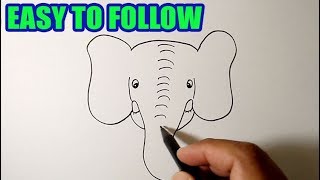 How to draw a face of elephant | SIMPLE DRAWIMG