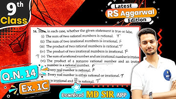 Rs Aggarwal Class 9 Chapter 1 | Exercise 1C Question number 14 | Number System | Md Sir Class 9