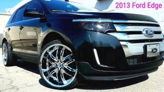 2013 Ford Edge sitting on 22" Diablo Razor Chrome with Black Inserts Wheels wrapped in Carbon Tires