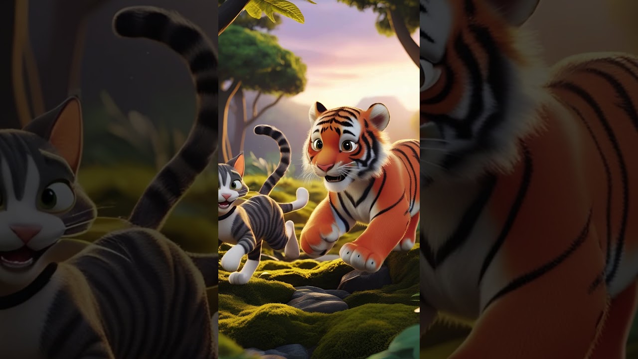 Baby Tiger & Cat’s Forest Chase 🐯🐱 | Animated Adventure 