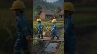 Tiny Team Helps Grandma Carry Firewood,Helps Farmer Harvest RiceAnd Repairs Villager's Leaking Roof