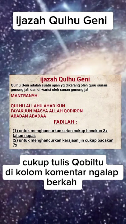 amalan ijazah Qulhu Geni #fypシ