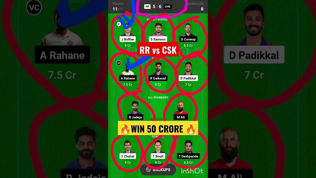 RR vs CSK Dream 11 prediction
