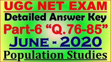 Part-6: UGC NET Population Studies June- 2020