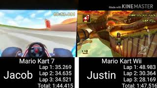 Mario Kart World Record Comparison - Maple Treeway Glitch [Mario Kart Wii V Mario Kart 7]