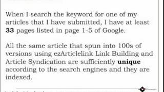 ezArticlelink Link Building and Article Syndication
