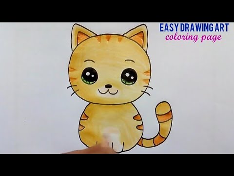 Cat Drawing and Coloring Pages for kids