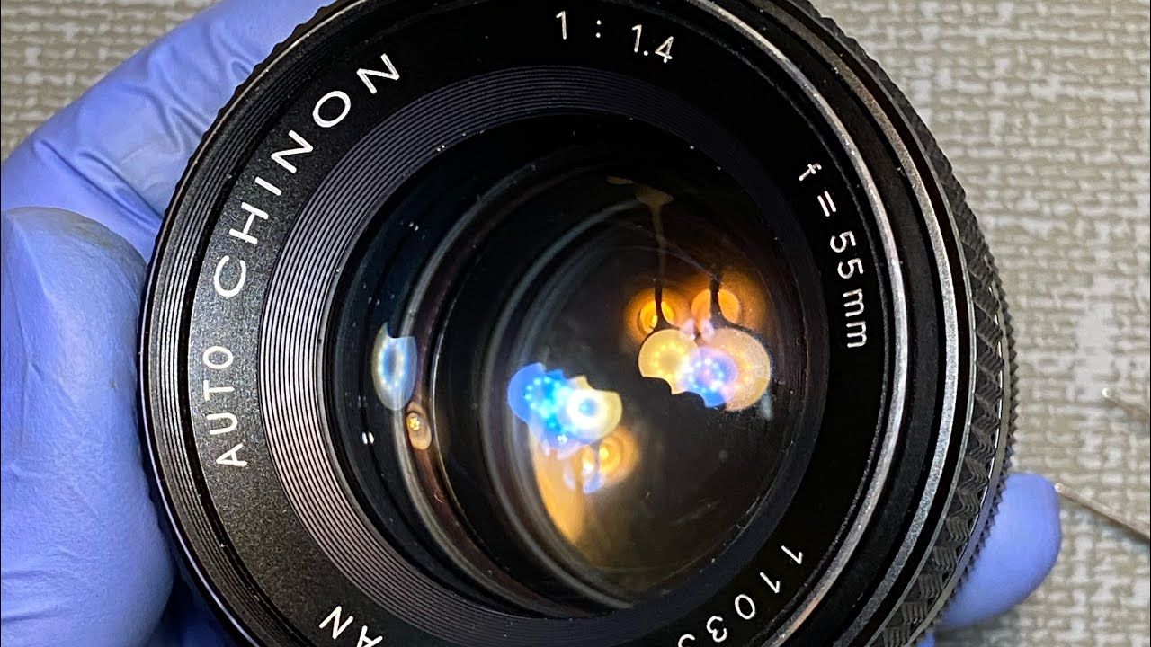 Auto Chinon 1:1.4 f=55mm sticky aperture blades - YouTube