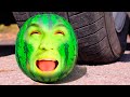 Crushing Crunchy! Crazy Watermelon vs. Car!