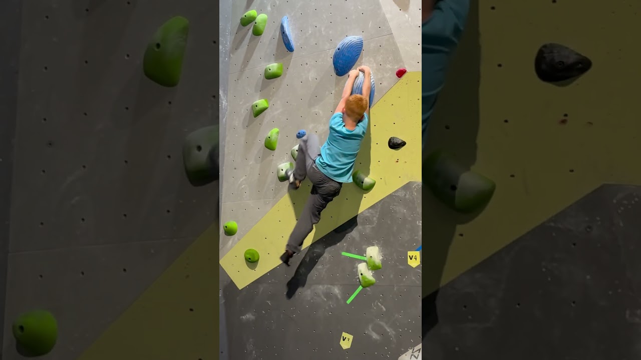 Climb with a tough dyno move! Jace sends it!! 