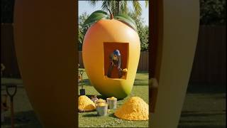 I Turned a Giant Mango Into a Secret Bunker 🍋....#shorts #viral #diybuild