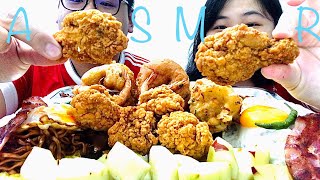 KFC HOT DEVIL DRUMLETS CHICKEN | SAMYANG JJA JANG RAMEN | AMSR REAL SOUND