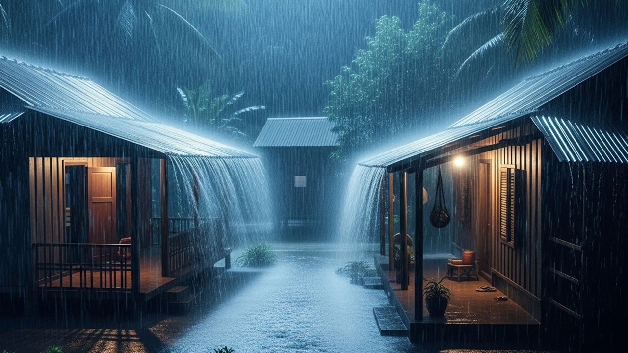 No Ads Rain Sounds for Sleeping - ASMR Heavy Rain and Thunder on Tin Roof for Sleep Reset