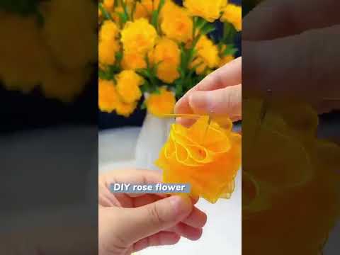 DIY yellow ribbon rose flowers#handmade#handmadegifts#flowers#gift#ribbon#rose #handmadecraft