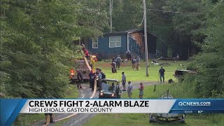 Gaston County 2-alarm fire leaves outbuilding destroyed, home charred