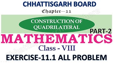 CG BOARD I CLASS 8 I MATH I CHAPTER 11 I EXERCISE 11.1 I SOLUTION I PART 2 I CHHATTISGARH