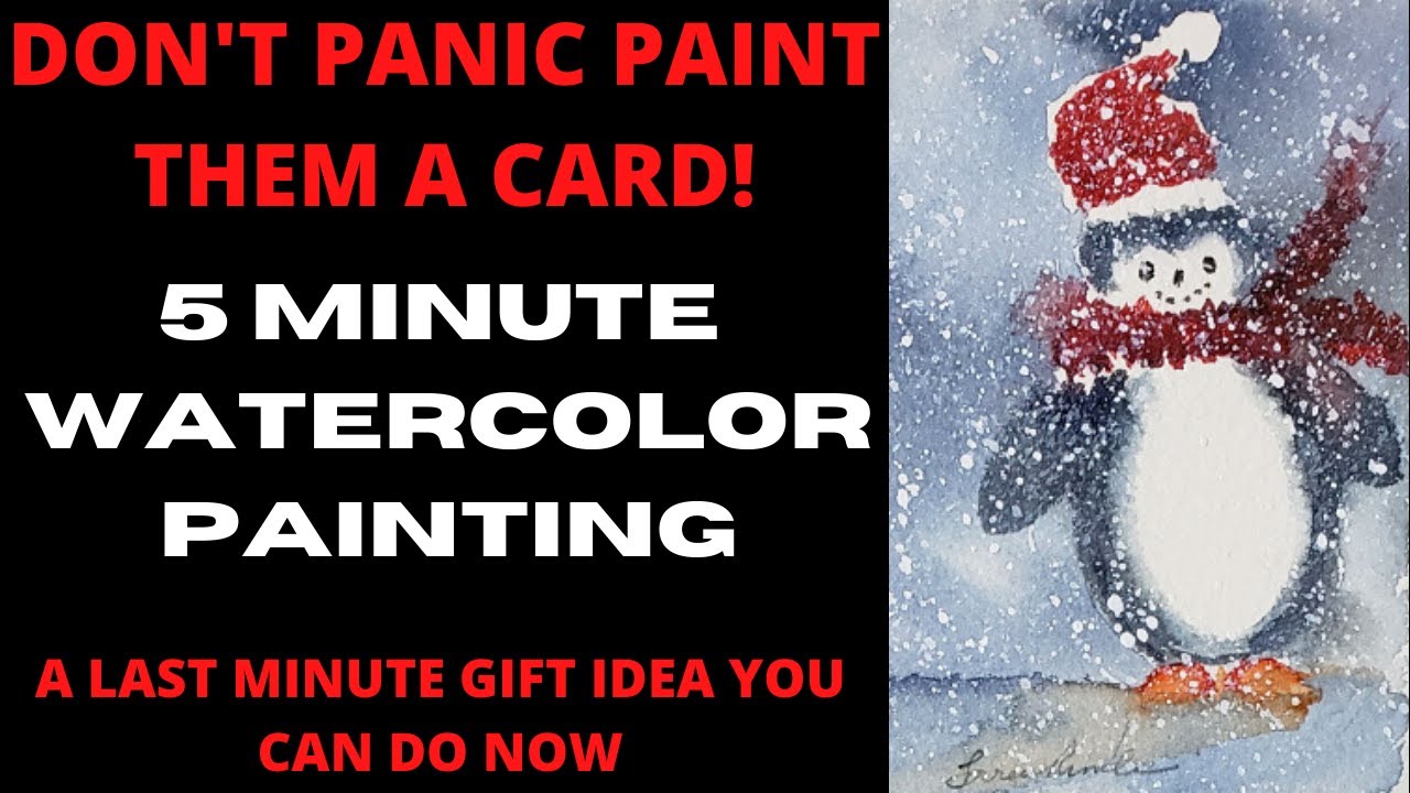 You can paint this simple watercolor painting of a happy penguin