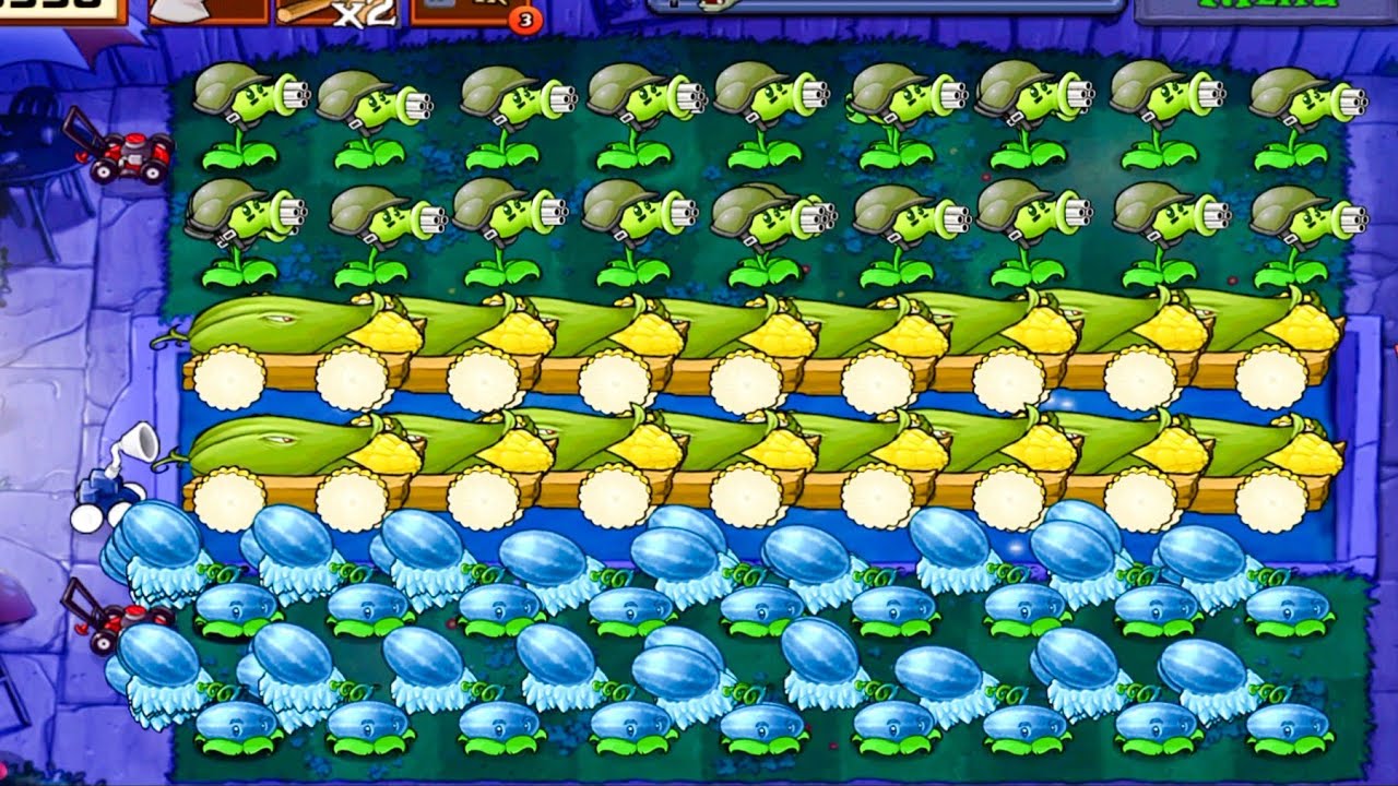 Plants Vs zombies Survival Fog | Cob Cannon+Gatling Pea+Winter Melon Pult Vs All Zombies Challenge