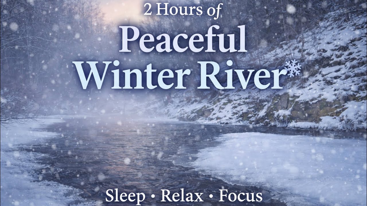 Listen closely - can you hear the ice crack? Misty Winter Stream Flow ❄️ | 2 Hours of Calm, Relax 