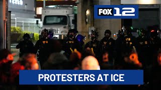 Protesters gather at Portland ICE facility after shooting by federal agents