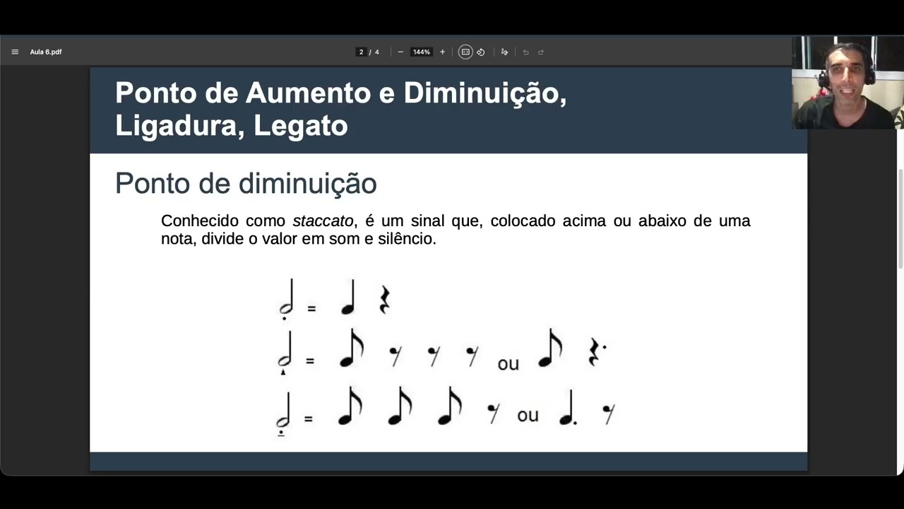 Aula 6 - Ponto de aumento e diminuição, Ligadura, Legato