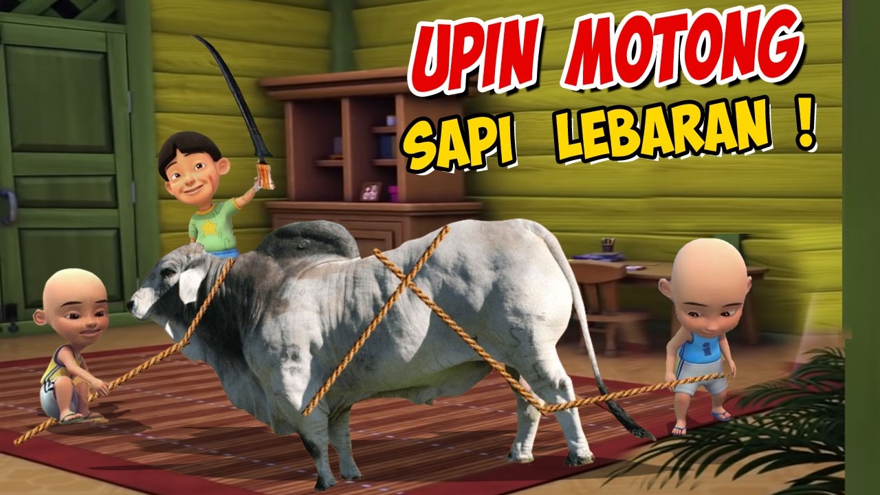 Upin ipin Motong Sapi Lebaran kurban di Rumah , ipin senang ! GTA Lucu