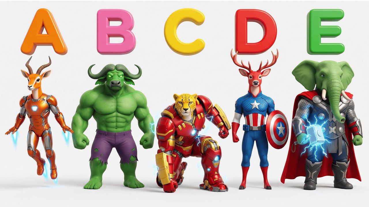 Песенка про разноцветных супергероев и животных из алфавита | Песенка для детей о цветах и ​​алфа...